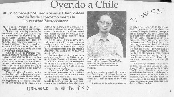 Oyendo a Chile  [artículo].