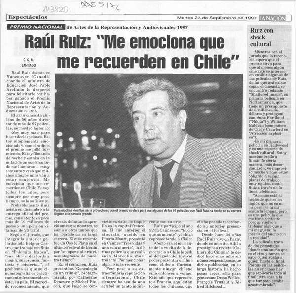 Raúl Ruiz, "Me emociona que me recuerden en Chile"