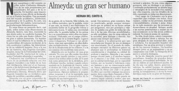 Almeyda: un gran ser humano  [artículo] Hernán del Canto R.