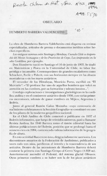 Humberto Barrera Valdebenito  [artículo] René Peri Fagerstrom.