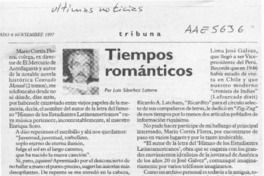 Tiempos románticos  [artículo] Luis Sánchez Latorre.