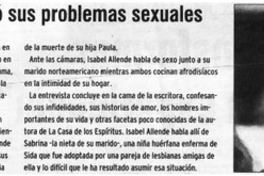 Isabel Allende confesó sus problemas sexuales