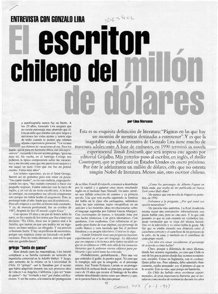 El escritor chileno del millón de dólares  [artículo] Lina Meruane.