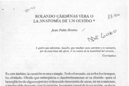 Rolando Cárdenas Vera o la anatomía de un olvido  [artículo] Juan Pablo Riveros.