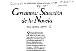 Cervantes: situación de la novela  [artículo] Luis Sánchez Latorre.