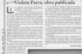 Violeta Parra, obra publicada  [artículo] Carmen Oviedo.