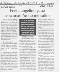 Poeta angelino ganó concurso "Yo no me callo"
