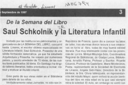 Saúl Schkolnik y la literatura infantil  [artículo].