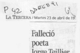Falleció poeta Jorge Teillier  [artículo].