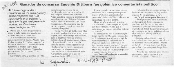 Ganador de concurso Eugenio Dittborn fue polémico comentarista político  [artículo].
