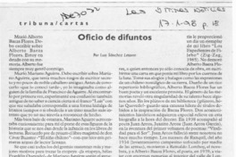 Oficio de difuntos  [artículo] Luis Sánchez Latorre.