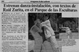 Estrenan danza-instalación, con textos de Raúl Zurita, en el Parque de las Esculturas  [artículo] J. I. V.