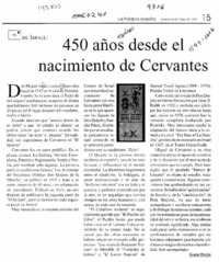 450 años desde el nacimiento de Cervantes  [artículo] Sonia Reizin.