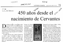 450 años desde el nacimiento de Cervantes  [artículo] Sonia Reizin.