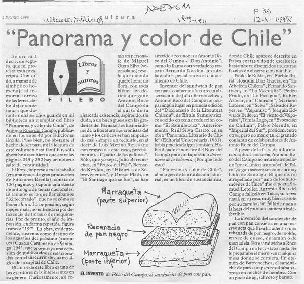 "Panorama y color de Chile"  [artículo] Filebo.