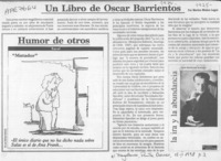 Un Libro de Oscar Barrientos  [artículo] Marino Muñoz Lagos.