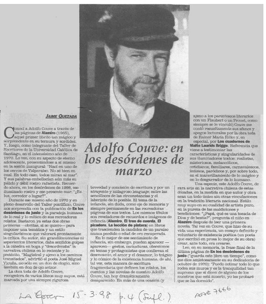 Adolfo Couve, en los desórdenes de marzo  [artículo] Jaime Quezada.