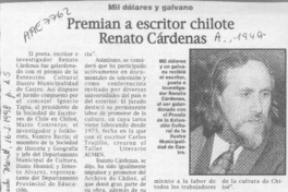 Premian a escritor chilote Renato Cárdenas  [artículo].