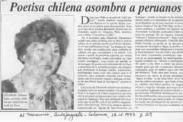 Poetisa chilena asombra a peruanos  [artículo].