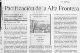 Pacificación de la Alta Frontera  [artículo] Francisco José Folch.