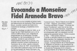 Evocando a Monseñor Fidel Araneda Bravo  [artículo] José Arraño Acevedo.