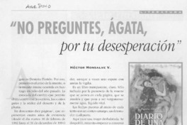 "No preguntes, Agata, por tu desesperación"  [artículo] Héctor Monsalve V.