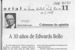 A 30 años de Edwards Bello  [artículo] Marino Muñoz Lagos.