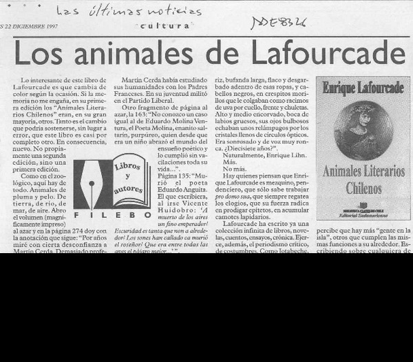 Los animales de Lafourcade  [artículo] Filebo.
