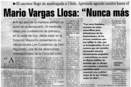 Mario Vargas LLosa, "Nunca más con la política"