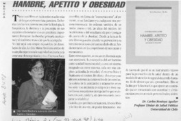 Hambre, apetito y obesidad  [artículo] Carlos Montoya Aguilar.
