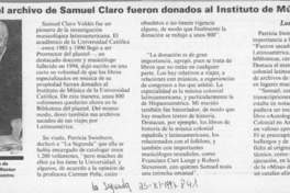 800 libros y el archivo de Samuel Claro fueron donados al Instituto de Música UC  [artículo].