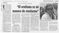 "El erotismo es mi manera de revelarme"  [artículo] Rodrigo Ramos.