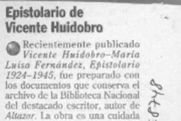 Epistolario de Vicente Huidobro  [artículo].