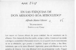 En la exequias de don Armando Roa Rebolledo  [artículo] Alfredo Matus Olivier.
