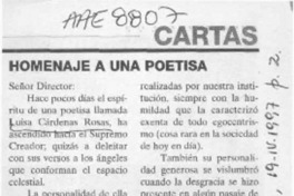 Homenaje a una poetisa  [artículo] Liliana López Bustos.