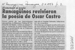 Rancagüinos revivieron la poesía de Oscar Castro  [artículo].