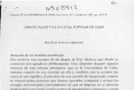 Oreste Plath y la cultura popular de Chile  [artículo] Juan Antonio Massone.