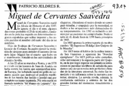 Miguel de Cervantes Saavedra  [artículo] Patricio Jeldres R.