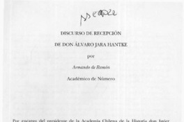 Discurso de recepción de don Alvaro Jara Hantke  [artículo] Armando de Ramón.