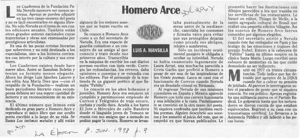 Homero Arce  [artículo] Luis A. Mansilla.
