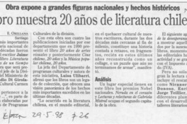 Libro muestra 20 años de literatura chilena  [artículo] E. Orellana.
