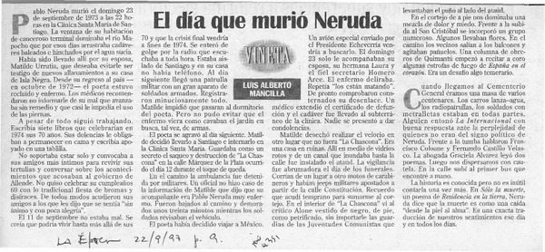 El día que murió Neruda