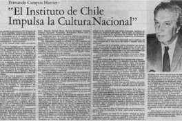 Fernando Campos Harriet, "El Instituto de Chile impulsa la cultura nacional"