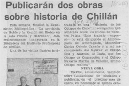Publicarán dos obras sobre historia de Chillán