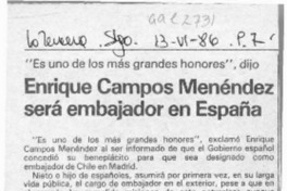 Enrique Campos Menéndez será embajador en España  [artículo].
