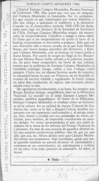 Enrique Campos Menéndez 1986  [artículo] Filebo.