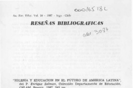 "Iglesia y educación en el futuro de América Latina"  [artículo] Jaime Caiceo Escudero.