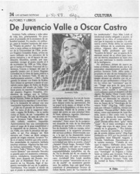 De Juvencio Valle a Oscar Castro  [artículo] Filebo.