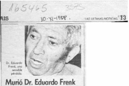 Murió Dr. Eduardo Frenk  [artículo].