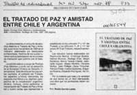 El tratado de paz y amistad entre Chile y Argentina  [artículo] Rosita Garrido Labbé.